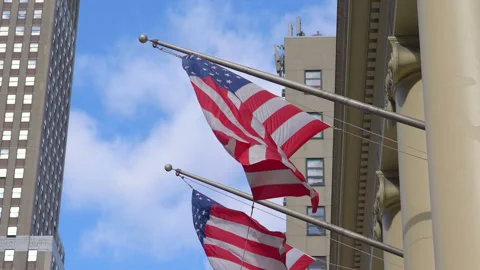 United States flag waving in the wind in... | Stock Video | Pond5