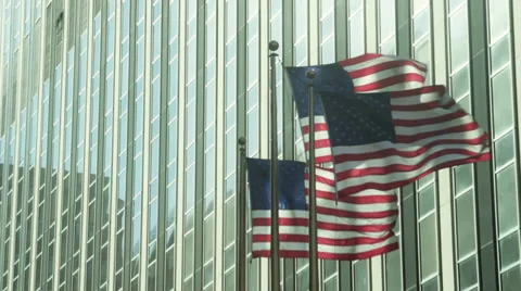 United States flags Stock Footage 38528821