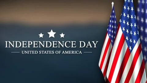 United States flags on the right with text Independence Day United States o.. Stock Illustration