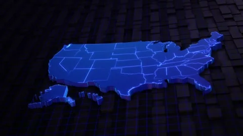 United States Geographic Data Map with State Boundaries Stock Footage 342615168