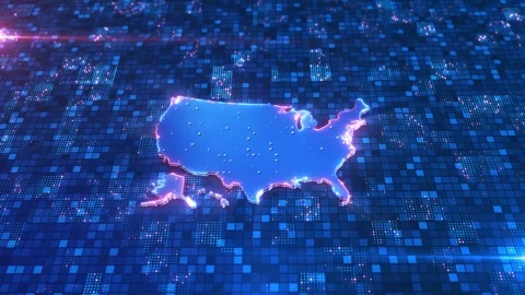 United States Geospatial Data Map with Business Location Points Stock Footage 342616631