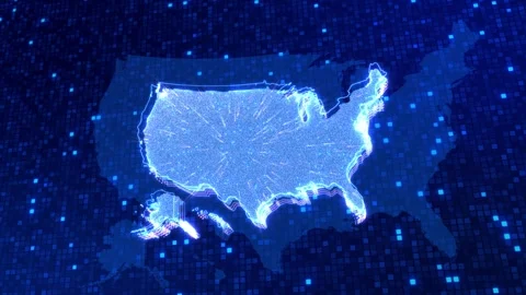 United States Global Data Map with Digital Network Connectivity 스톡 동영상 342617938