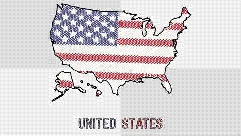 United States Hand Drawn Cartoon Map Wit... | Stock Video | Pond5