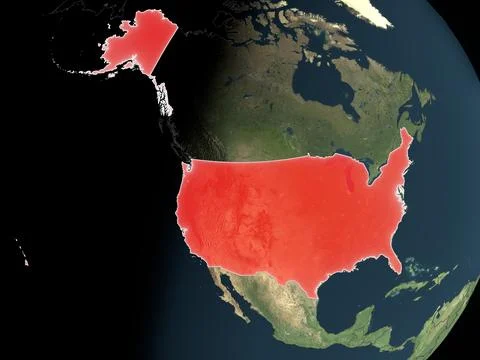 United States highlighted on realistic map Stock Illustration