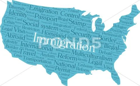 United States immigration word cloud Stock Illustration