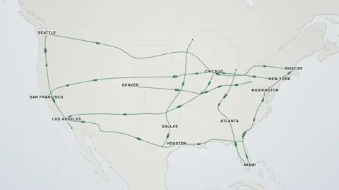United States Interstate Highway Network Minimalist road trip map animation 库存影片 339905249