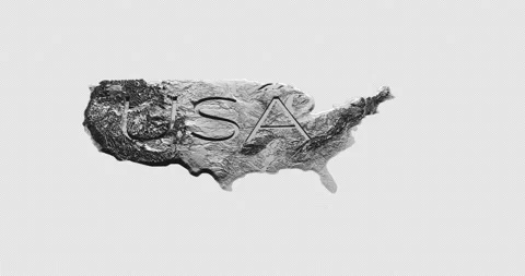 United States map with 3d relief 4K solid ground Stock Footage 209138745