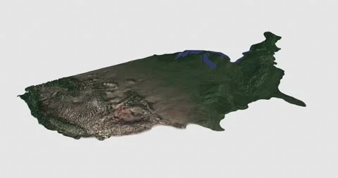 United States map with 3d relief 4K satellite ground America USA Stock Footage 209896063