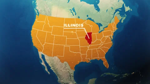 United States Map Animation Illinois State Highlight Stock Footage 317543184