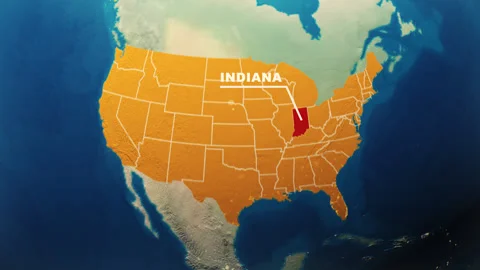 United States Map Animation Indiana State Highlight Stock Footage 317543206