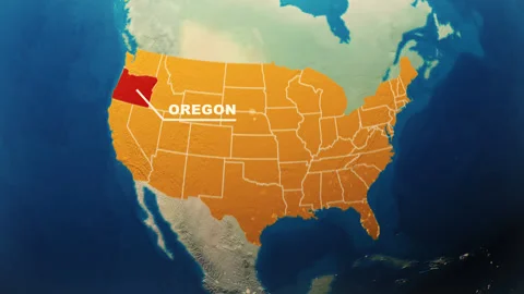 United States Map Animation Oregon State Highlight Stock Footage 325683591