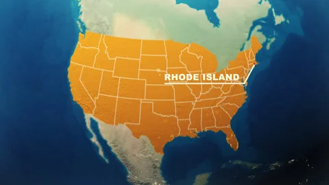 United States Map Animation Rhode Island State Highlight Video stock 325683602