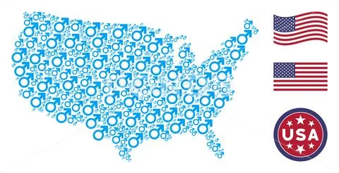 United States Map Collage of Mars Symbol Stock Illustration