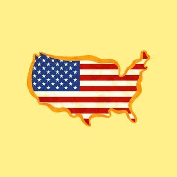 United States - Map colored with US flag Ilustração Stock
