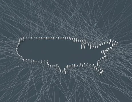 United States map composed of lines, technology network communication Stock Illustration