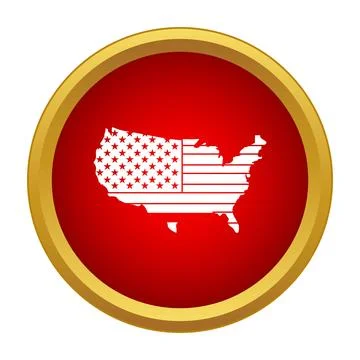 United states map with flag design in red circle Stock Illustration