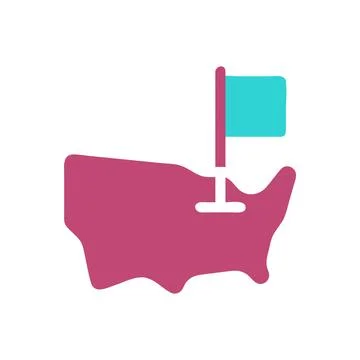 United States Map With Flag Flat Design Icon Illustrazione stock