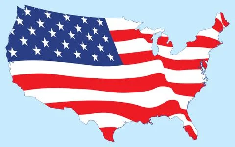 United States map with flag Illustration