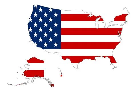 United states map with flag vector - USA Flag map. Stock Illustration
