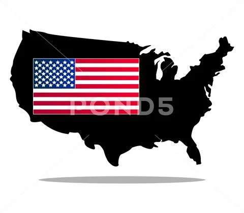United States map with flag on white background Stock Illustration