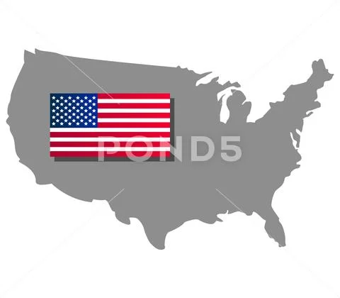 United States map with flag on white background Stock Illustration