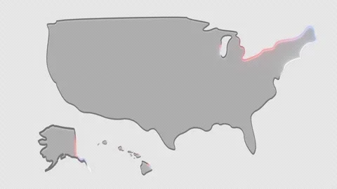 United States Map with Liquid Glass and Colored Edge Highlights Stock Footage 346709728