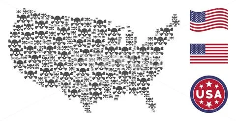 United States Map Mosaic of Skull Crossbones Stock Illustration