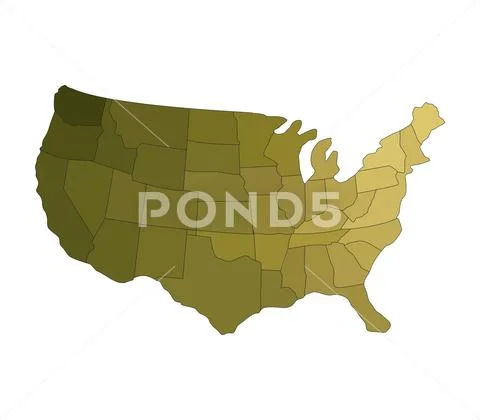 United States map with regions on white background Stock Illustration