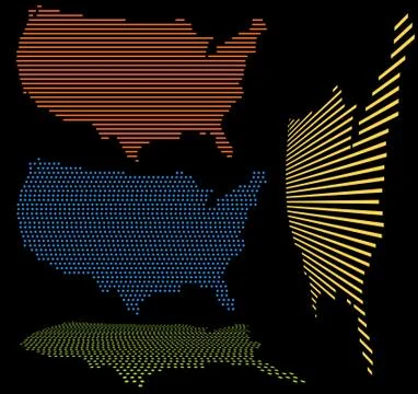 United states map set Stock Illustration