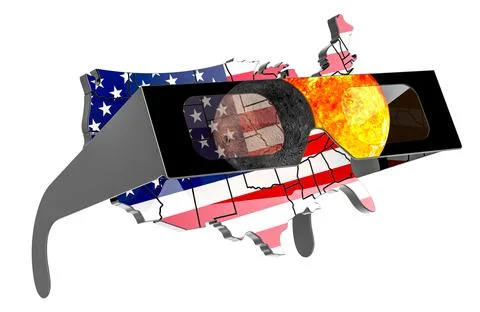 The United States map with solar eclipse glasses. Solar Eclipse in the USA,.. Stock Illustration