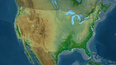 United States map - solid. Border. Physi... | Stock Video | Pond5