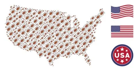 United States Map Stylization of Cockroach Stock Illustration