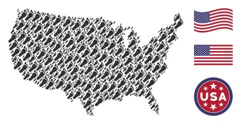 United States Map Stylization of Human Footprint Ilustração Stock