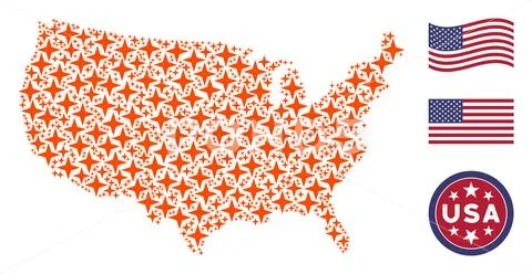 United States Map Stylization of Space Star Stock Illustration