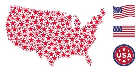 United States Map Stylized Composition of Confetti Star Illustrazione stock