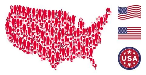 United States Map Stylized Composition of Exclamation Sign Illustrazione stock