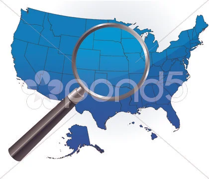United States Map Under Magnifying Glass Stock Illustration