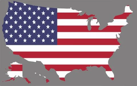 United States map vector with the american flag Stock Illustration