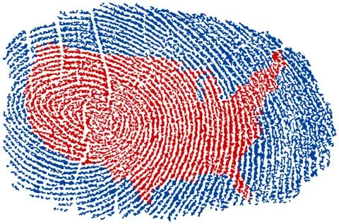 United States map within a fingerprint Illustration