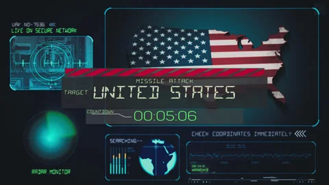 United States Missile Attack Countdown Screen, Cyber Attack Stock Footage 314277628