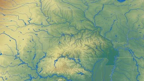 United States - Missouri outlined on relief map Illustrazione stock
