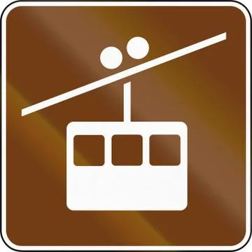 United States MUTCD guide road sign - Overhead Tramway or skylift Stock Illustration