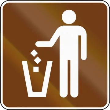 United States MUTCD guide road sign - Garbage bin Illustrazione stock