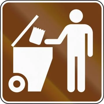 United States MUTCD guide road sign - Garbage container Stock Illustration