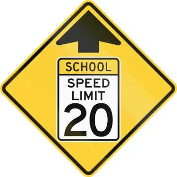 United States MUTCD school zone road warning sign - Speed limit ahead Stock Illustration