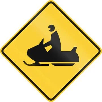 United States MUTCD warning road sign - Snowmobile Stock Illustration