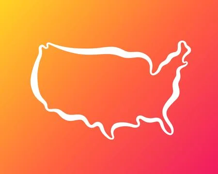 United States - Outline Map on Gradient Background Stock Illustration