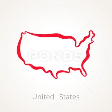 United States - Outline Map Stock Illustration