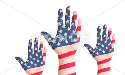 United states raished hands Stock Photos