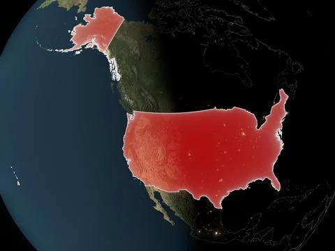 United States on realistic map Stock Illustration